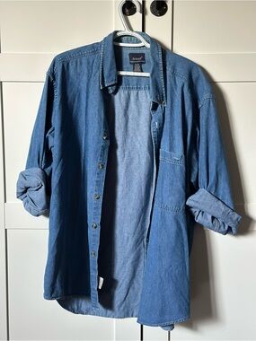 Oversized Denim Button-Down Shirt